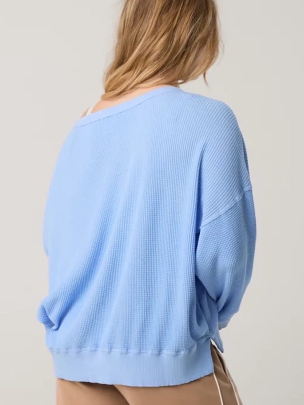 OFFLINE By Aerie Wow! Waffle T-Shirt Relaxed Oversized Blue Size Medium - Picture 7 of 11